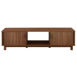Mocha Brown Fluted 2-Door Compact TV Stand