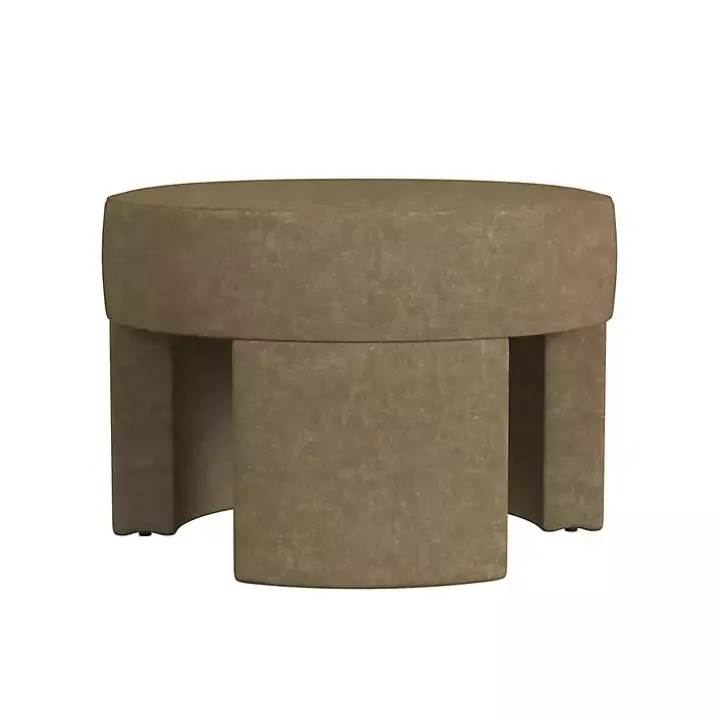 Mocha Brown Round Upholstered Ottoman