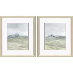 Morning Mist Framed Canvas Art Prints, Set of 2