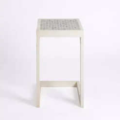 Mosaic Tile White Wood C-Table