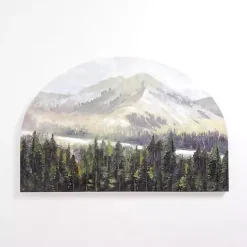 Mountain Top Forest Arched Canvas Art Print