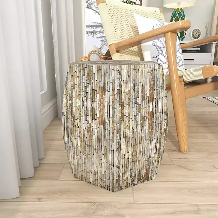 Mussel Shell Hexagonal Accent Table