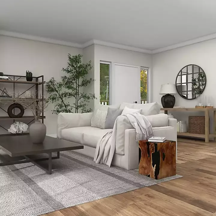 Natural Abstract Teak Wood Grain Accent Table