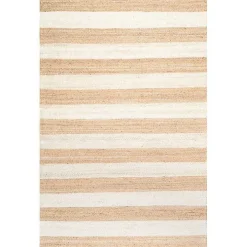 Natural and White Striped Felix Area Rug, 7x9