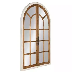 Natural Arched Pane Doors Wall Mirror