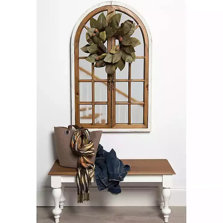 Natural Arched Pane Doors Wall Mirror