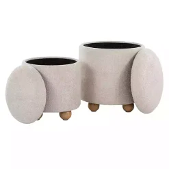 Natural Bacci Nesting Ottomans, Set of 2