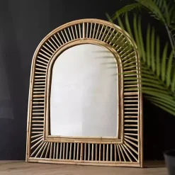 Natural Cane Arched Wall Mirror