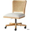 Natural Cane Back Linen Office Chair
