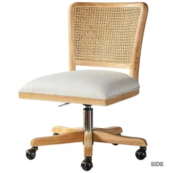 Natural Cane Back Linen Office Chair