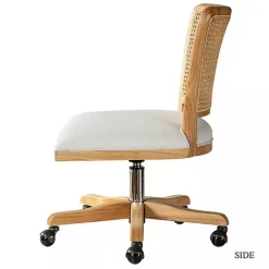 Natural Cane Back Linen Office Chair