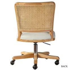 Natural Cane Back Linen Office Chair