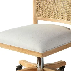 Natural Cane Back Linen Office Chair
