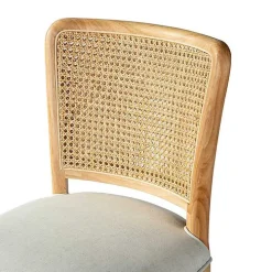 Natural Cane Back Linen Office Chair