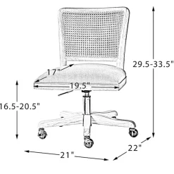 Natural Cane Back Linen Office Chair