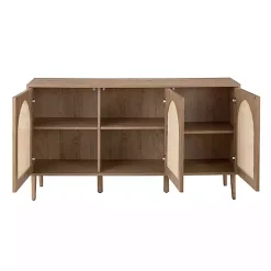 Natural Cane Wood Arched Sideboard Cabinet