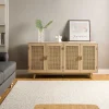 Natural Cane Wood Storage Media Cabinet