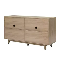 Natural Cane Wood Storage Media Cabinet