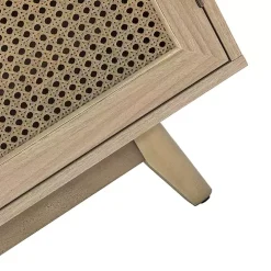 Natural Cane Wood Storage Media Cabinet