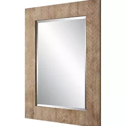 Natural Chevron Wood Wall Mirror