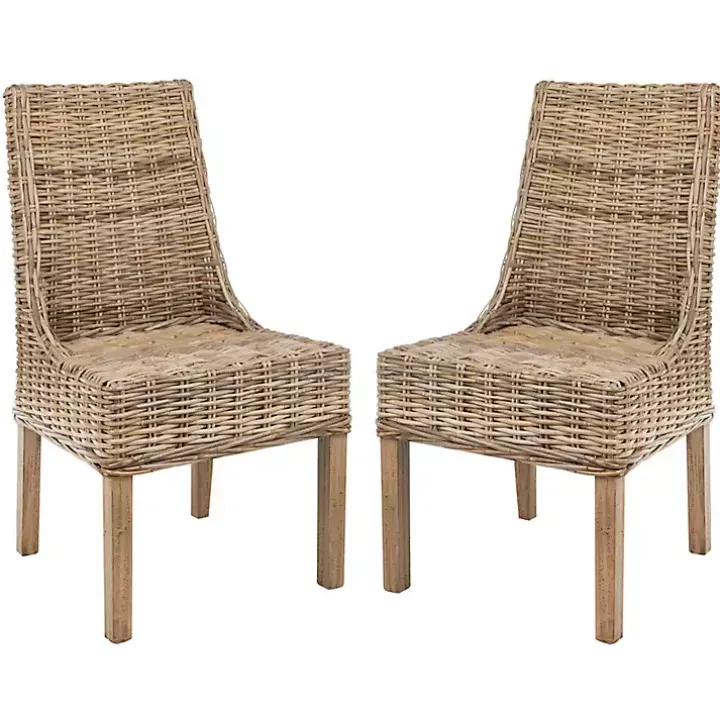 Natural Coastal Rattan 2-pc. Dining Chair Set