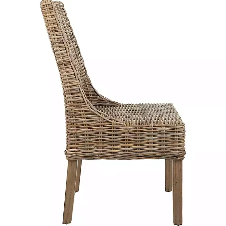 Natural Coastal Rattan 2-pc. Dining Chair Set