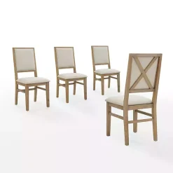 Natural Cream Upholstered Dining Chairs, Set of 4
