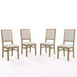Natural Cream Upholstered Dining Chairs, Set of 4