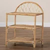 Natural Curled Rattan 3-Tiered Bookcase