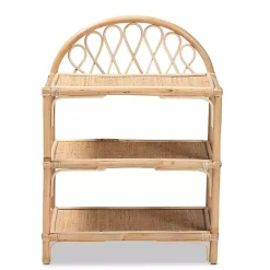 Natural Curled Rattan 3-Tiered Bookcase