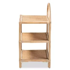 Natural Curled Rattan 3-Tiered Bookcase