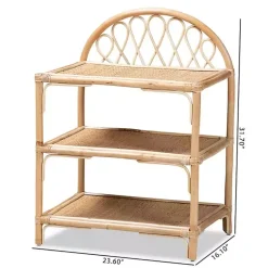 Natural Curled Rattan 3-Tiered Bookcase