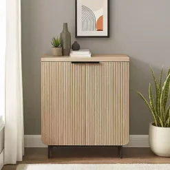 Natural Fluted Wood Scandinavian Cabinet