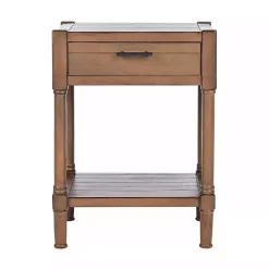 Natural Geometric Industrial Pull Accent Table