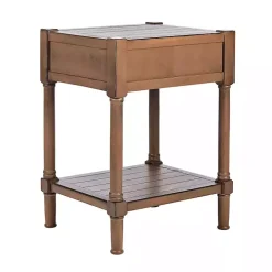 Natural Geometric Industrial Pull Accent Table
