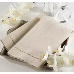 Natural Hemstitch Guest Towels, Set of 4