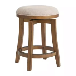 Natural Linen Barrel Base Swivel Counter Stool Set