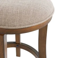Natural Linen Barrel Base Swivel Counter Stool