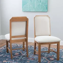 Natural Linen Scalloped Dining Chairs, Set of 2