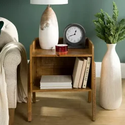 Natural Mango Wood Cubby Side Table