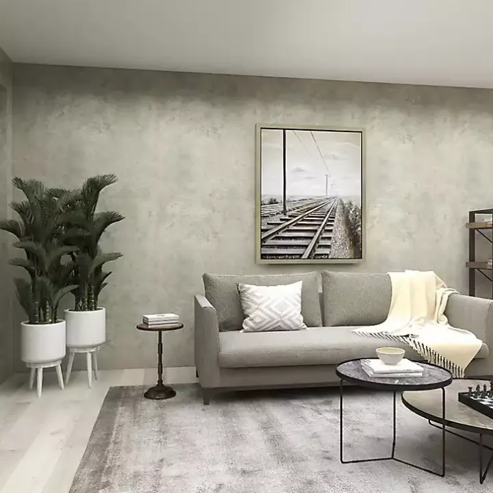 Natural Pine and Gray Metal Accent Table, 21 in.