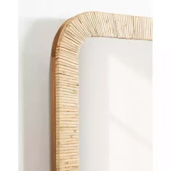 Natural Rattan Rounded Rectangle Wall Mirror