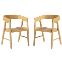 Natural Rounded Modern Dining Chairs, Set of 2