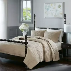 Natural Serene Quilted 3-pc. Queen Coverlet Set