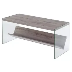 Natural Soho Glass Coffee Table with V Shelf