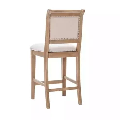 Natural Upholstered Wood Frame Counter Stool