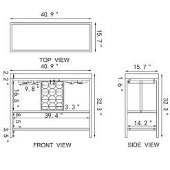 Natural Wood & Black Metal Wine Rack Console Table