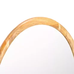 Natural Wood Abstract Oval Wall Mirror