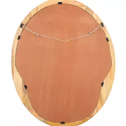 Natural Wood Abstract Oval Wall Mirror