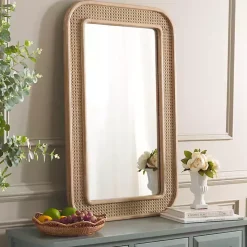 Natural Wood and Rattan Alessa Wall Mirror